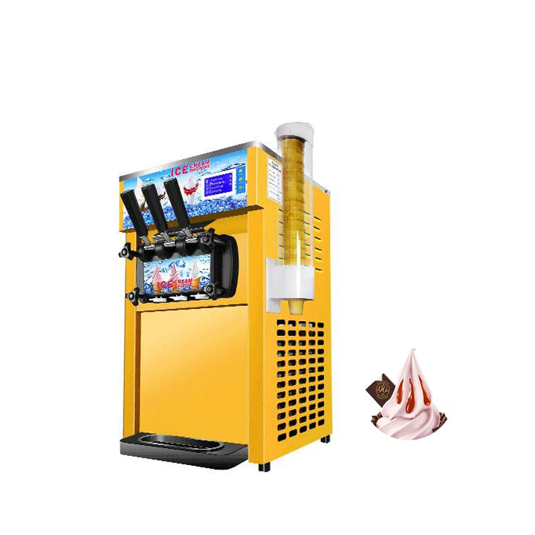 Commercial Ice Cream Maker, 16-18L/H Yield, 1200W Countertop Soft Serve Machine with 6L Hopper 3.6L Cylinder price for sale