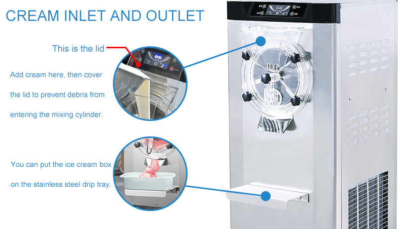 Commercial Ice Cream Machine 220V Hard Ice Cream Maker Countertop Gelato Machine For business Use 20 Liter/Hour