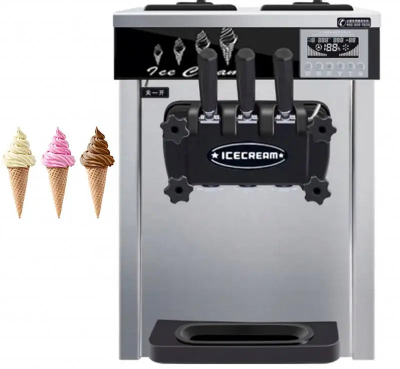 Commercial automatic home use three flavors soft serve ice cream maker machine Table top best price for sale