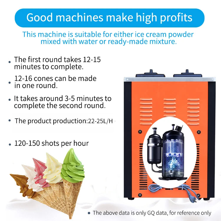 25CT 3 Flavors 25L/H Soft Serve Ice Cream Machine 1800W Italian mini Gelato Ice Cream Maker machine for Sale best price